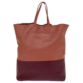 Céline-CELINE Horizontal Cabas Tote Bag Leather Bordeaux Orange Auth ar11846-Other,Orange