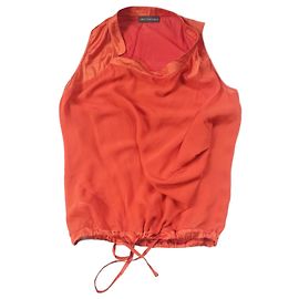 Top sem mangas Trussardi de seda e algodão laranja Laranja