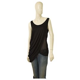 Alexander McQueen Blusa sem mangas drapeada preta de viscose e seda Preto