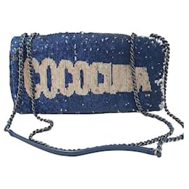 Chanel-Borsa in pelle blu con paillettes Chanel Paris-Cuba.-Multicolore