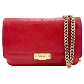 Chanel-Carteira Chanel em corrente-Vermelho