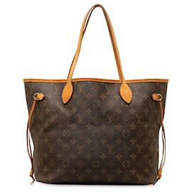 Louis Vuitton-Bolso tote Neverfull MM marrón con monograma de Louis Vuitton-Castaño