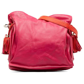 Loewe-Sac à bandoulière rose Loewe Flamenco à pompons-Rose