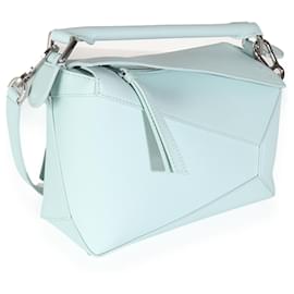 Loewe-Borsa piccola Puzzle Edge Loewe Blue Iceberg in morbida pelle di vitello martellata-Blu