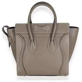 Céline-Celine Souris Micro bolsa de bagagem em couro de bezerro tamborilado-Cinza