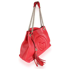 Gucci-Sac cabas Soho Disco Chain en cuir de veau grainé rouge Gucci-Rouge