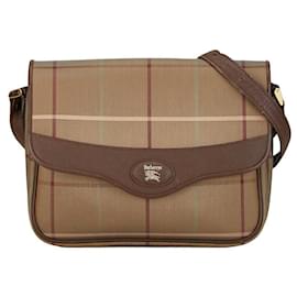 Burberry-Burberry Vintage Check Crossbody Bag Bolsa de ombro de lona em bom estado-Outro