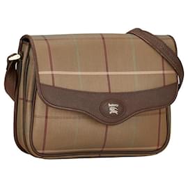 Burberry-Burberry Vintage Check Crossbody Bag Bolsa de ombro de lona em bom estado-Outro