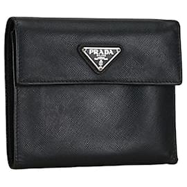 Prada-Prada Saffiano Trifold Wallet Leder Kurze Geldbörse 1M0170 in gutem Zustand-Andere
