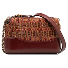 Chanel-Chanel Tweed Calfskin Gabrielle Small Hobo Chain Shoulder Bag A94505-Red
