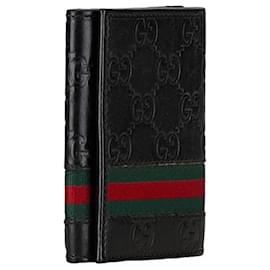 Gucci-Gucci Guccissima Web Bifold Wallet Leder Kartenetui 138043 in gutem Zustand-Andere