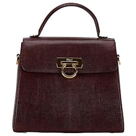 Salvatore Ferragamo-Salvatore Ferragamo Gancini Kelly Bag Bolso de hombro de cuero E210536 en buen estado-Otro