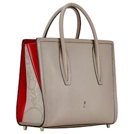 Christian Louboutin-Christian Louboutin Paloma Medium Leather Handbag Beige Red in Great Condition-Brown