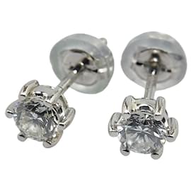 & Other Stories-[LuxUness] Platinum Diamond Stud Earrings Metal Earrings in Excellent condition-Other