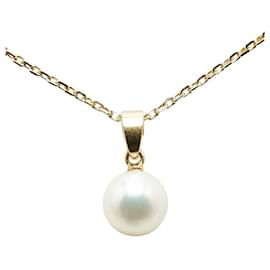 Mikimoto-Mikimoto 18k Gold Pearl Pendant Necklace Metal Necklace in Excellent condition-Other