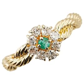 & Other Stories-K18YG Yellow Gold Emerald Diamond 0.27ct Ring in Great Condition-Golden