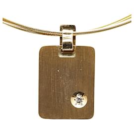 & Other Stories-[LuxUness] 18Collier pendentif diamant or k Collier en métal en bon état-Autre