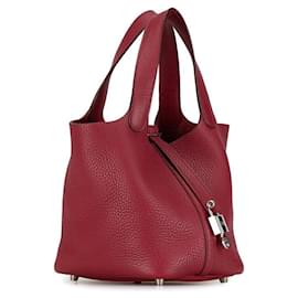 Hermès-Bolsa de couro Hermes Clemence Picotin Lock 18 em bom estado-Outro