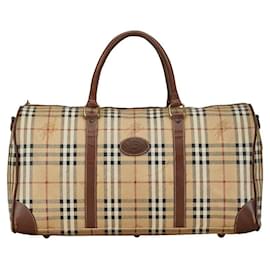 Burberry-Burberry Haymarket Check Canvas Boston Bag Sac de voyage en toile en bon état-Autre