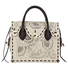 & Other Stories Bolsa de couro Maestra S da Carving Tribes branca e marrom Branco
