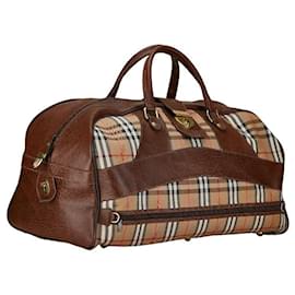 Burberry-Burberry Haymarket Check Travel Boston Bag Bolsa de viagem de lona em bom estado-Outro