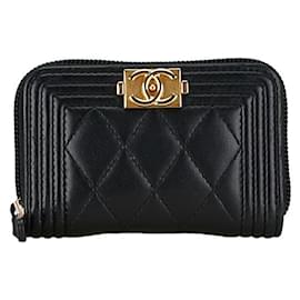 Chanel-Chanel Quilted Leather Boy Coin Purse Leather Coin Case in Good condition-Other