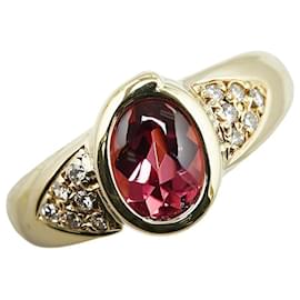 & Other Stories-[LuxUness] 18K Gold Tourmaline Diamond Ring Bague en métal en excellent état-Autre