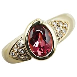 & Other Stories-[Luxus] 18k Gold Turmalin Diamant Ring Metallring in ausgezeichnetem Zustand-Andere