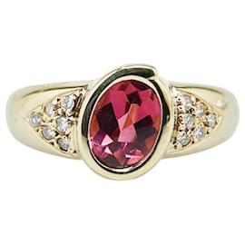 & Other Stories-[LuxUness] 18K Gold Tourmaline Diamond Ring Bague en métal en excellent état-Autre