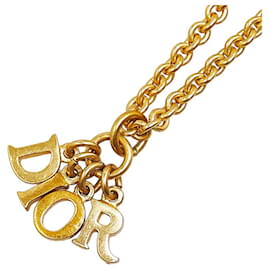 Dior-Dior Logo Charm Pingente Colar Colar de metal em excelente estado-Outro