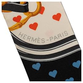 Hermès-Hermes Brides de Gala Love Twilly Lenço de seda Lenço de lona em bom estado-Outro