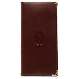 Cartier-Cartier Must de Carrtier Bifold Wallet Portefeuille court en cuir en bon état-Autre