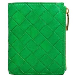 Bottega Veneta-Carteira Bottega Veneta Intrecciato Bifold Zip Carteira Curta de Couro 608059 em bom estado-Outro