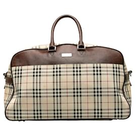 Burberry-Burberry Nova Check Travel Boston Bag Bolsa de viagem de lona em bom estado-Outro