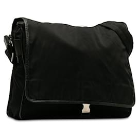 Prada-Prada Tessuto Messenger Crossbody Bag Bolsa de ombro de lona em bom estado-Outro