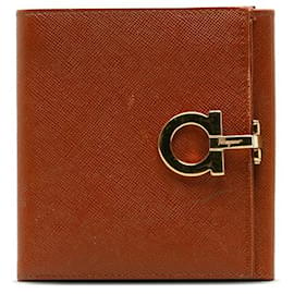 Salvatore Ferragamo-Salvatore Ferragamo Gancini Bifold Wallet  Leather Short Wallet AQ-22 0117 in Good condition-Other