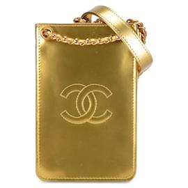 Chanel-Borsa a tracolla in pelle con porta telefono a tracolla in pelle verniciata Chanel in buone condizioni-Altro
