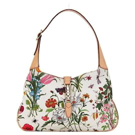 Gucci-Gucci Flora Canvas Jackie Shoulder Bag Canvas Shoulder Bag 137335 in Good condition-Other