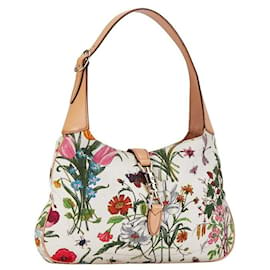 Gucci-Gucci Flora Canvas Jackie Shoulder Bag Canvas Shoulder Bag 137335 in Good condition-Other
