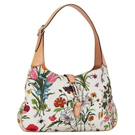 Gucci-Gucci Flora Canvas Jackie Sac à bandoulière Sac à bandoulière en toile 137335 en bon état-Autre