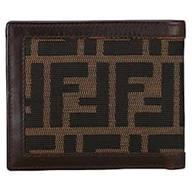 Fendi-Fendi Zucca Canvas Bifold Wallet Canvas Short Wallet in Good condition-Other