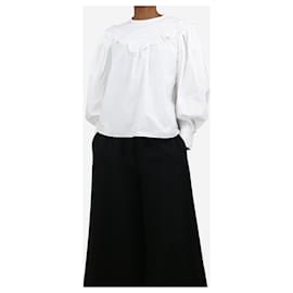 Isabel Marant Etoile-White puff-sleeved embroidered shirt - size UK 6-White