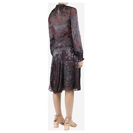 Max Mara-Deep purple floral applique top and skirt set - size UK 8-Purple