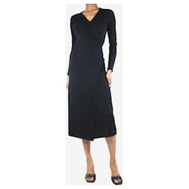 Diane Von Furstenberg-Black knit wrap midi dress - size XS-Black