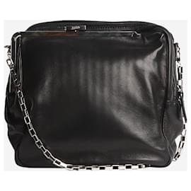 Jean Paul Gaultier-Black leather asymmetric bag-Black