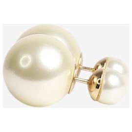 Christian Dior-Cream pearl tribal earrings-Cream