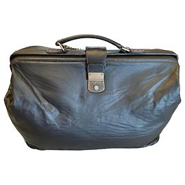 Jean Paul Gaultier Black Leather Travel Bag Black