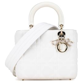 Dior-Dior Malha Média Branca Cannage Lady Dior-Branco