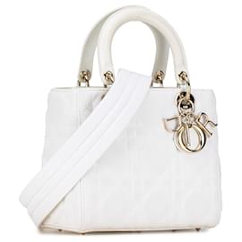 Dior-Dior White Medium Mesh Cannage Lady Dior-White