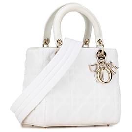 Dior-Dior Cannage de malla media blanca Lady Dior-Blanco
